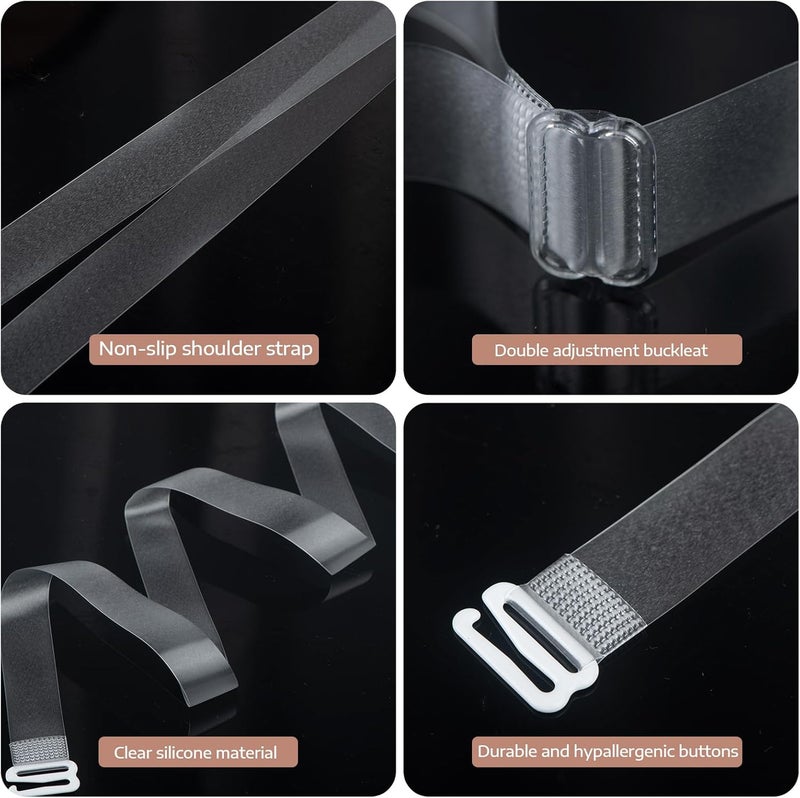 GUKOY 4-Pairs Clear Bra Straps Plus Size Adjustable Transparent Invisible Max Length 65cm/25.6in Soft Non-Slip - Image 5